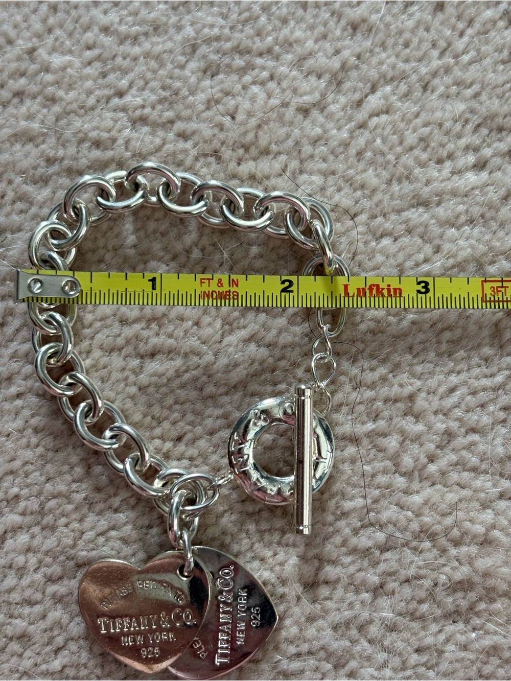 Vintage Classic Tiffany Chain Link Double Heart Bracelet - Picture 4 of 9